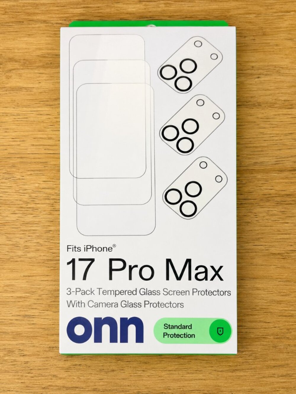 Onn iPhone 17 Pro Max 3-Pack Tempered Glass Screen Protectors,